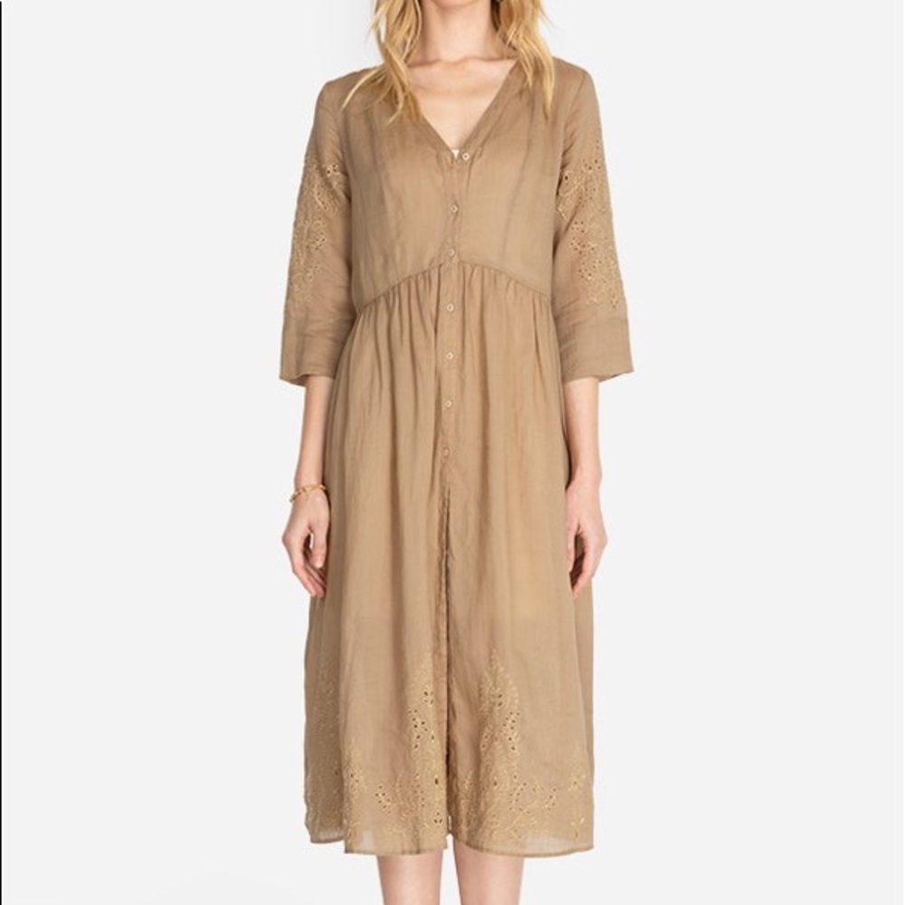 Johnny Was Inbar Eyelet Button Down Midi Dress - White